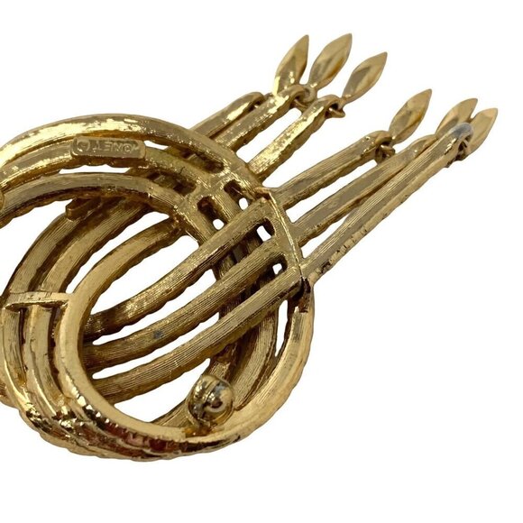 Vintage Monet Rope Knot Brooch Pin Goldtone Gold Tone Tremble Large 2.75 in Sign - Picture 9 of 12